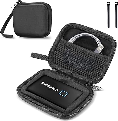 Procase Samsung T7/T7 Touch Rigid transport case for portable ssd and 2 cable fasteners, rigid travel organizer in shock resistant EVA for T7/T7 Portable 500 GB, 1 TB, TB, USB 3.2, SSD discs - Black.. You deserve better shopping — choose DIAYTAR Nigeria today.
