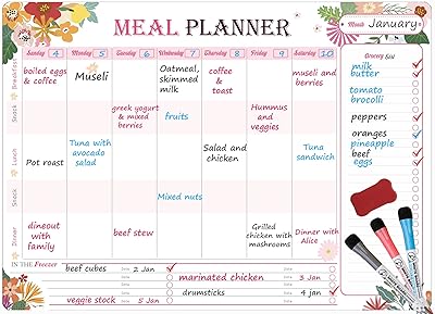 Cloud4 magnetic meal planning notebook with shopping list and freezer storage section. Dry erased monthly menu planner with 3 markers and eraser.. DIAYTAR NIGERIA: Where every shopping need is met with affordable prices and timely delivery.