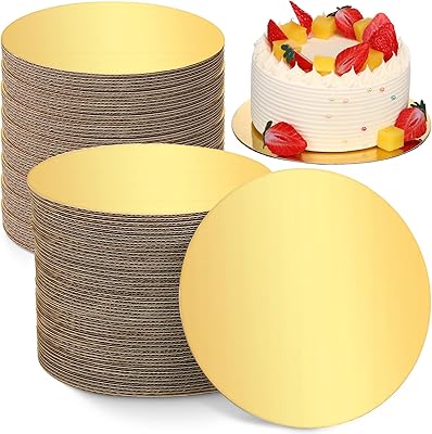 50pcs Plates with Disposable Round Cakes 8 "Golden Golden Resistant Round Planches of 8" for the decoration of cakes, bread, pizza, pie.. DIAYTAR NIGERIA: Where every shopping need is met with affordable prices and timely delivery.