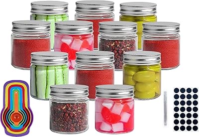 Set of 12 MAMATON GROUND GROWS POTS 250 ml (8 OZ) Standard with waterproof metal lids and labels, plastic and chalk measurement spoons, storage pots for candles in honey jelly.. Thousands of choices. Zero hassle. All thanks to DIAYTAR Nigeria.
