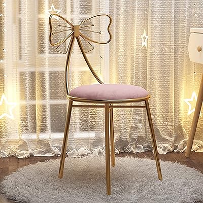 Mecacoz Modern makeup chair, pretty butterfly chair, pouffe with metal feet, golden dining chair for bedroom, living room.. Get top brands at bottom prices, only on DIAYTAR Nigeria.