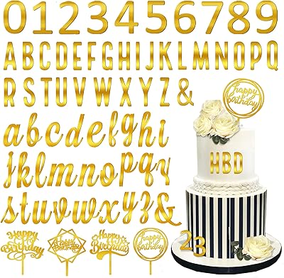 Acrylic cake decorations with alphabet and numbers that you can install yourself, Happy birthday cupcake decoration kit for personalized cake decoration (2 gold design).. Your budget-friendly online marketplace, DIAYTAR NIGERIA delivers a world of products in just 5-8 days.
