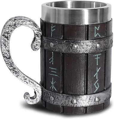 Coffee mug in oak wood with a northern viking design Outalent with stainless steel lining, Men's coffee mug, Father's Day gift 17 Oz.. Shop smart with DIAYTAR NIGERIA, offering a vast product range delivered to your doorstep within a week.