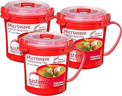 Soup cups for microwave sistema | Microwave containers with steam drain holes | 656 ml | without BPA | recyclable with Terracycle | Red | 3 pieces.. Experience shopping freedom with DIAYTAR NIGERIA's vast selection and 5-8 day nationwide delivery service.