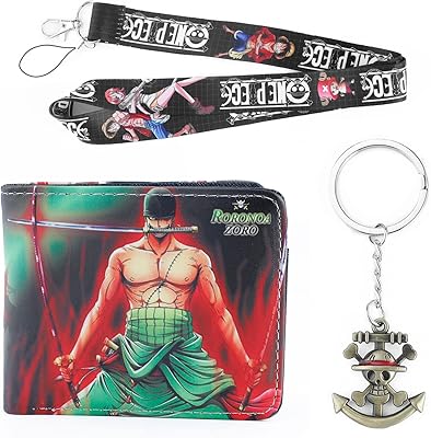 G-AURA Anime Design PU leather wallet with LUFFY ZORO keychain, credit card holder for women and men, kwc- 1 piece c.. DIAYTAR NIGERIA: Bringing quality products to your doorstep at prices that won't break the bank.