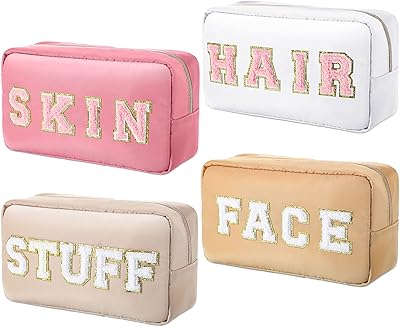Remerry 4 pieces cosmetic cake in nylon letter caterpillage cosmetics pocket zipper preppy make -up hair kit with patches set of makeup storage bag for women (skin, hair, business, face), your earth,.. DIAYTAR NIGERIA brings the market to your fingertips with affordable prices and swift delivery services.