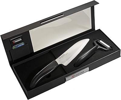Kyocera box with peeler and santoku knife 14 cm - Black handle / white blade.. DIAYTAR NIGERIA: Bringing affordable shopping solutions with a diverse product catalog delivered nationwide.