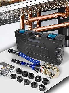 Hydraulic crimping pliers 12 to 28 mm in diameter, Copper pipe crimping tool for compression of copper pipes with 5 copper parts of 12, 15, 18, 22, 28 mm and 4 parts PEX-AL-PEX 16, 20, 26, 32 mm, 360 degrees head.. Navigate through thousands of products at pocket-friendly prices with DIAYTAR NIGERIA's easy-to-use platform.