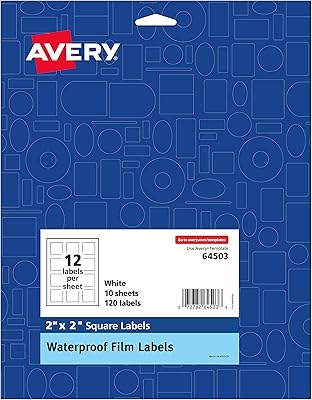 Waterproof labels and Bath and Beauty Oil Avery, 2 x 2 "squares, laser printing or coloring, 120 labels (64503).. No more overpriced stores — DIAYTAR Nigeria brings the best to your door.