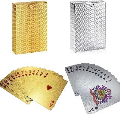 Play of 2 waterproof plastic playing cards, flexible 24 -carat PVC players and silver PVC cards, perfect for holidays and games.. DIAYTAR NIGERIA: Making online shopping accessible with affordable prices and nationwide delivery service.