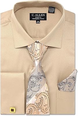 United men's dressed shirt square style classic cut French wrists tie and pimples.. DIAYTAR NIGERIA brings the marketplace to your home with budget-friendly prices and nationwide delivery.