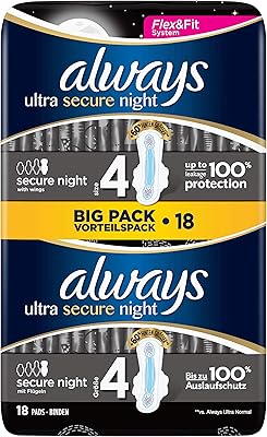 Always Ultra Safe Night Hygienic Towels (with fins) Size 4.. Shop smarter, not harder with DIAYTAR NIGERIA - thousands of products at your fingertips with affordable delivery.
