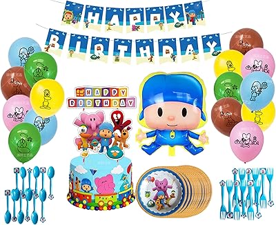 Pocoyo birthday party decorations supplies. Plates, forks, spoons and decorations of Pocoyo cake. Pocoyo party decorations with printed latex and aluminum aluminum balloon lola sleeping bird.. DIAYTAR NIGERIA brings the marketplace to your screen with affordable products delivered in 5-8 days.