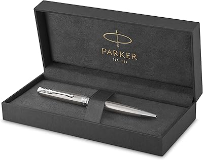 Stainless stainless steel parker ball pen with palladium garnish, medium black ink (1931512).. Shop smart with DIAYTAR NIGERIA, offering a vast product range delivered to your doorstep within a week.
