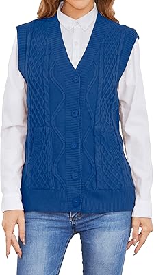 Women's vest sweater with pocket V-collar Cardigans without sleeve for twitty twisted knitted buttoned S-XL.. Shop without limits at DIAYTAR NIGERIA and receive your purchases at budget prices within the week.