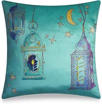 Ramadan Kareem Design Pillowcase Velvet Aquarelle Moon And Lantern Cushion.. Your ideal shopping companion, DIAYTAR NIGERIA offers unmatched variety with delivery within a week.