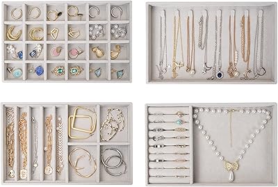 PROCISSE stackable jewelry storage trays, batch of 4 - gray.. Discover the joy of online shopping with DIAYTAR NIGERIA's budget-friendly prices and reliable shipping.