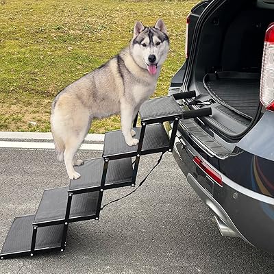 Sustainable Yevhoo dog ramp with 5 steps for large dogs, SUV, improved iron and aluminum frame, light and foldable scale for pets that can support up to 200 lb.. Whether it’s gadgets or groceries, DIAYTAR Nigeria delivers in less than 8 days.