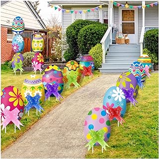 Easter egg courtyard panels - 10 pieces of Easter outdoor wavy corrugated courtyard with stakes and arc Easter court decorations with egg garden lawn for sets of Passelle de Chemin de Easter.. DIAYTAR Nigeria offers the perfect blend of affordability and efficiency. Shop now and get your products delivered between 5 and 8 days nationwide.