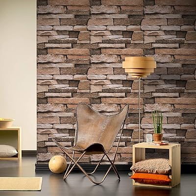 Jinthai - Vinyl sticker wallpaper, brown brick pattern, waterproof, removable, for living room, bedroom, kitchen, table shelf 45x300cm.. DIAYTAR NIGERIA delivers more than products - we deliver affordable shopping satisfaction nationwide.