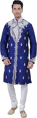 Etilorman Indian ethnic design for men sherwani kurta, royal blue color, 2 pieces.. Discover shopping reimagined with DIAYTAR NIGERIA's extensive catalog and 5-8 day delivery service.