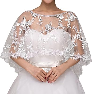 Lace wedding shawls for women, embroidered bridal jacket, bolero, shoulder cape for evening and ball, one size.. Nigeria's favorite online shopping platform, DIAYTAR offers unbeatable prices and delivery within a week.