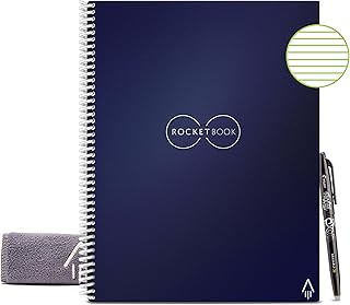 Rocketbook reusable intelligent notebook, basic letter format, spiral notebook, dark blue, lined, (8.5 "x 11").. DIAYTAR NIGERIA: Where affordability meets variety in Nigeria's most comprehensive online marketplace.