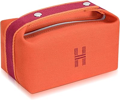 Sloxa Fashion makeup bag for women, orange -red canvas makeup trip, organizer of hanging cosmetic bags for women, red, relaxed.. Shop confidently with DIAYTAR NIGERIA, offering affordable prices and reliable delivery within a week.