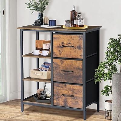 Coffee cabinet with storage - Wooden storage cabinet 28 "L x 13" L x 32 "H with 3 drawers and open shelves, small kitchen cabinet, farm coffee cabinet, clothes drawers.. Big selection, small prices — shop now on DIAYTAR Nigeria.