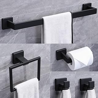 Nitbox Lot of 5 matt stainless stainless steel bathroom accessories, includes a matt black towel carrier and a set of 22-inch bathroom accessories.. Experience shopping freedom with DIAYTAR NIGERIA's vast catalog and nationwide 5-8 day shipping.