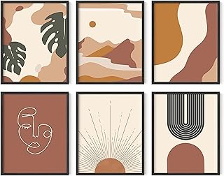 Haus and Hues Boho Prints Neutral Wall Art - Lot of 6 Boho Art Impressions in the middle of the century, Modern Wall Decoration, Boho Impressions, Boho Impressions for Wall, Boho Wall Decoration, Apartment, Desert Wall Decoration, Without Frame, 8x10.. DIAYTAR NIGERIA connects you with thousands of products at competitive prices, delivered within a week.