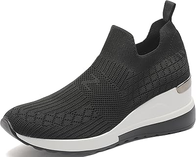 YZ Competent black shoes with high heels for women, breathable shoes with knitted rods.. Experience shopping freedom with DIAYTAR NIGERIA's vast selection and 5-8 day nationwide delivery service.