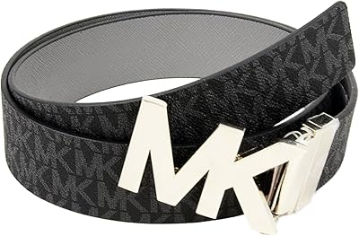 Black and gray reversible belt with MK silver MK logo, black, m, black, medium.. DIAYTAR NIGERIA transforms online shopping with competitive prices and dependable nationwide delivery.