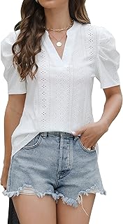 Summer work tops puffed with short sleeves and V -collar for women.. DIAYTAR NIGERIA: Your partner in affordable online shopping with reliable 5-8 day shipping nationwide.