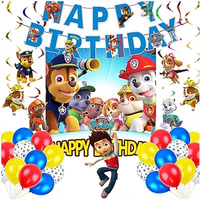 Highland Paw Patrol birthday decorations - Banner Happy Birthday Paw Patrol, backdrop, Balloons and Hanging Decoration Kit - Paw Patrol Birthday supplies - Paw Patrol Birthday Theme.. DIAYTAR NIGERIA: Bridging the gap between consumers and quality products with affordable nationwide shipping.