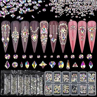 Set of crystal rhinestones, 1840 rhinestones for nail art, iridescent precious stones, light class, multi-formula, flat back, bright jewelry for nail art, DIY, crafts, phones, clothes, shoes, bag of jewelry bag.. Home to endless choices and pocket-friendly prices — DIAYTAR Nigeria.
