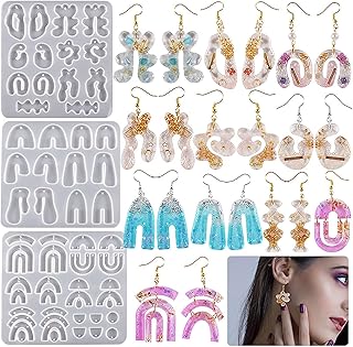 3 sets of resin earrings, silicone jewelry molds, epoxy resin in the shape of geometry for women, earrings, pendants, necklace, ornament, keychaps, earrings hooks, DIY, decoration manufacturing, art craftsmanship.. DIAYTAR NIGERIA makes quality accessible with our diverse product range and dependable delivery service.