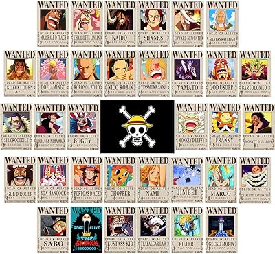 Anime posters One Piece Wanted 30 x 21 cm, new version, Zoro, Sanji, Luffy 1.5 billion, set of 25 pieces ... (35 pieces).. DIAYTAR Nigeria: Where affordability meets fast and reliable e-commerce service.