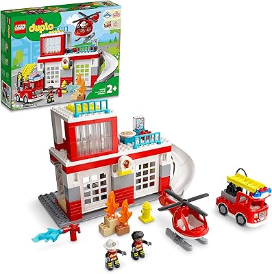 LEGO DUPLO RESCUE 10970 - Fire barracks toy and helicopter (117 pieces).. DIAYTAR Nigeria: Discover more, spend less, and enjoy delivery within 5–8 days.