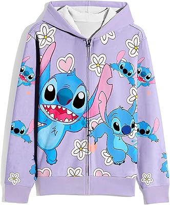 Stitch hoodie for girls and children, hooded sweatshirts and relaxed coats for 7 to 12 years.. Shop quality and variety at unbeatable prices on DIAYTAR Nigeria — delivery in under 8 days.
