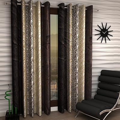Home Sizzler Porte Curtains with an abstract pattern, in polyester, composed of two rooms, brown color, size 116 x 210 cm.. DIAYTAR NIGERIA: Your partner in affordable online retail with reliable delivery across the nation.