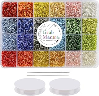Glass bead kit Grabmantra, 16,800 pieces of small rockery pearls with string, spacing pearls for the manufacture of bracelets, necklaces, manual work, decorations, jewelry manufacturing supplies (green).. Make shopping fun and stress-free with DIAYTAR Nigeria.