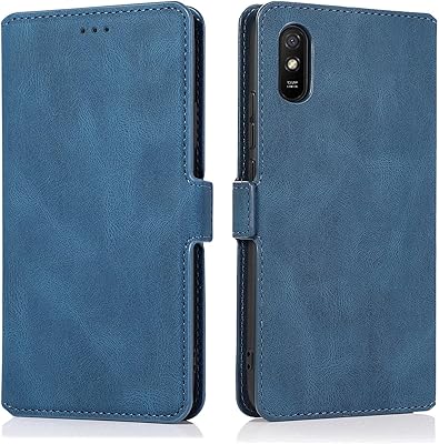 Leather portfolio case for Xiaomi Redmi 9a with card holder - Blue.. Experience the DIAYTAR difference with our vast product selection and delivery within 5-8 days.