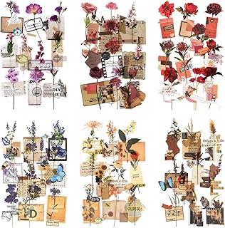Package of 6 floral stickers for scrapbooking, decorative stickers for planner, matching floral stickers for scrapbooking, card manufacturing, diary, photo album, manual work (Angus).. Discover endless possibilities with DIAYTAR NIGERIA's comprehensive catalog and reliable delivery service.