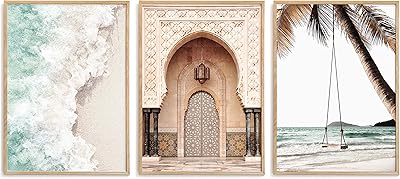 Set of Moroccan magic posters 20 x 28 - Beautiful bohemian beach posters for wall decoration (lot of 3).. DIAYTAR NIGERIA: Where affordability and variety meet with convenient delivery within 8 days.