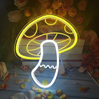 NEON signs in the shape of a fungus, neon lights for bedroom, neon signs with variable intensity USB LED 5V for wall decoration, living room, bedroom, birthday gifts for children, Christmas gifts, vacation gifts (yellow).. DIAYTAR NIGERIA puts thousands of products at your fingertips with affordable prices and delivery within a week.