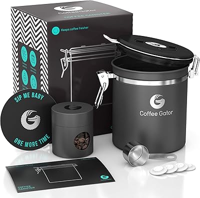 Coffee stainless steel container - box with CO2 valve, spoon, e -book and travel jar - Gray size, gray, gray.. Experience the ease of modern shopping with DIAYTAR NIGERIA's diverse marketplace delivered promptly.