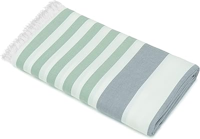 Turkish Turkish towel Mash style Cabana 100 % bamboo, perfect for the beach, the bathroom, the swimming pool, etc. (light green and gray, 90 x 160 cm, 250 g/m2).. DIAYTAR NIGERIA transforms how Nigerians shop with our affordable prices and dependable shipping times.