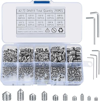 Hexagonal stainless steel screw game, 290 metric threaded plums, Allen screw game, cup -shaped key and cup with M4 M5 M8 m8 for door handles and taps.. DIAYTAR NIGERIA brings the marketplace to your screen with affordable products delivered in 5-8 days.