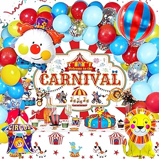Circus carnival festival decorations, 63 pieces, circus balloon garland, arc kit, carnival photography banner, carnival party tablecloths, boys and girls, birthday party supplies.. DIAYTAR Nigeria: Where affordability meets fast and reliable e-commerce service.
